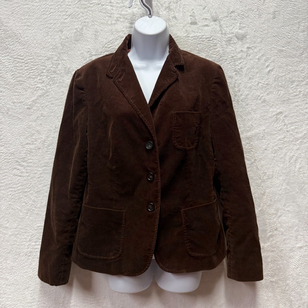 Talbots Corduroy Blazer Jacket Womens 10 Brown Career Preppy School Teacher